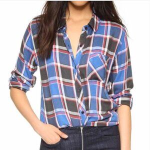 Rails Hunter Blue Black Red Flannel Button Down Shirt Size Large